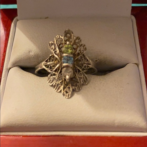 Sterling silver multiple color stone ring - Picture 2 of 5